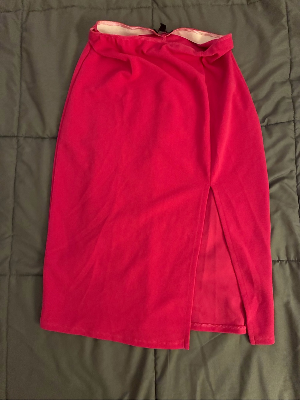 Bright Pink Pencil Skirt with Front Slit